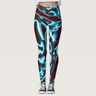 Clear cyan tones in abstract ribbons up dark red leggings