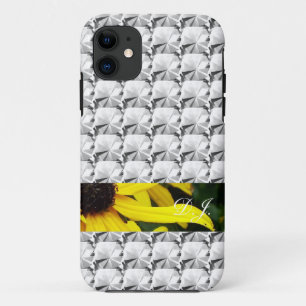 clear gem stone, diamond with flowering strip iPhone 11 case