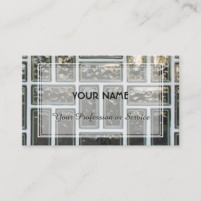 Clear glass brickwall design with white stripes business card (Front)