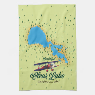 Clear Lake California USA map Tea Towel
