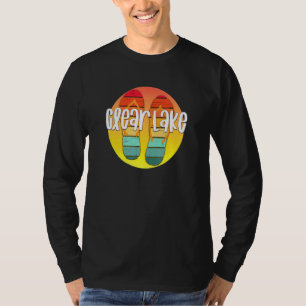 Clear Lake Indiana Retro Flipflop Sunset Graphic T-Shirt