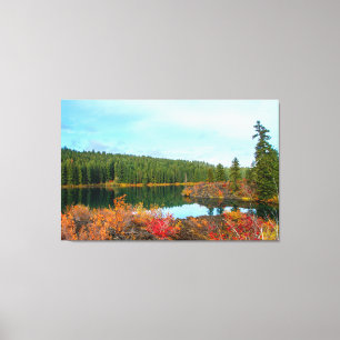 Clear Lake Oregon Autumn Stretched Canvas Print