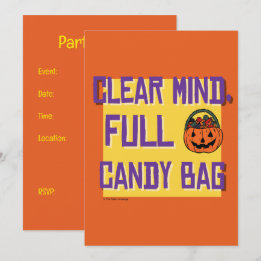 Clear Mind, Full Candy Bag | Halloween Sober Party Invitation