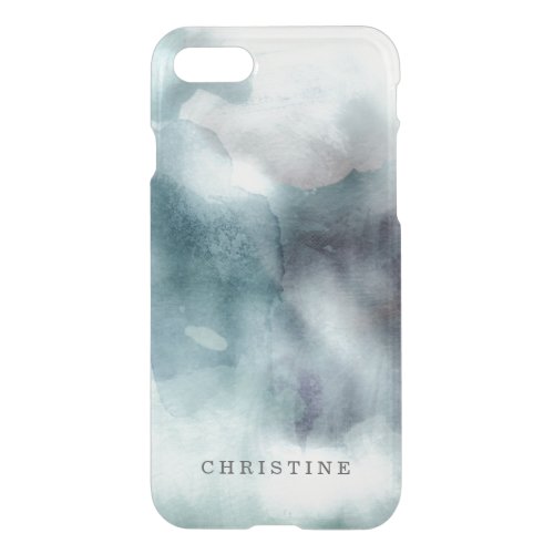 Clear monogram name watercolor hipster blue nautic iPhone 8/7 case