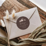 Clear Mountain Country Thank You Wedding Favour Classic Round Sticker<br><div class="desc">This clear mountain country thank you wedding favour classic round sticker is perfect for a rustic wedding. The design features an idyllic watercolor beige mountain. Make the sticker labels your own by including your names, the event (if applicable), and the date. These stickers can compliment a wedding reception, bridal shower,...</div>
