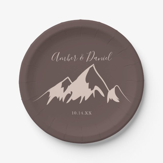 Clear Mountain Country Wedding Cake Paper Plate (Front)