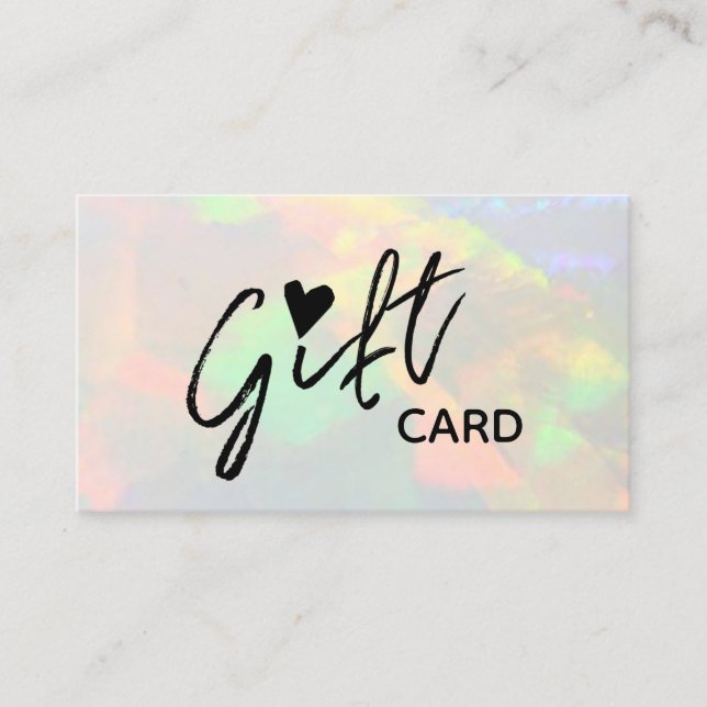 clear opal gift certificate card (Front)