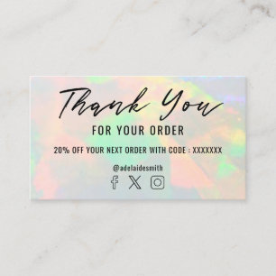 clear opal thank you business card