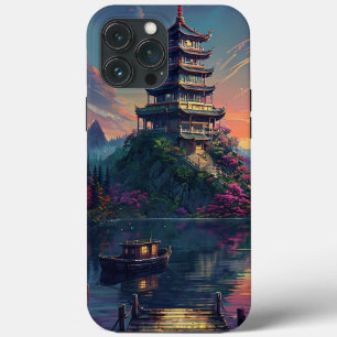 Clear Phone Case with Serene Pagoda & Nature Desi