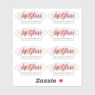 Clear Pink Lip Gloss Labels 1.9 Inches Wide