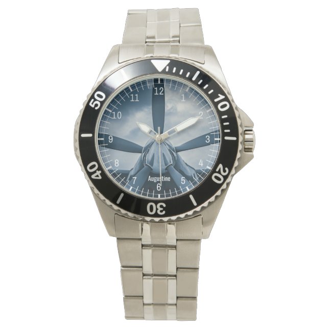 Clear Prop! Elegant customisable aviation lover Watch (Front)