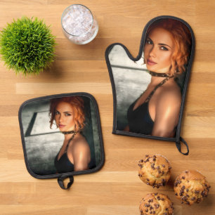Clear Shadows oven mitt & pot holder set