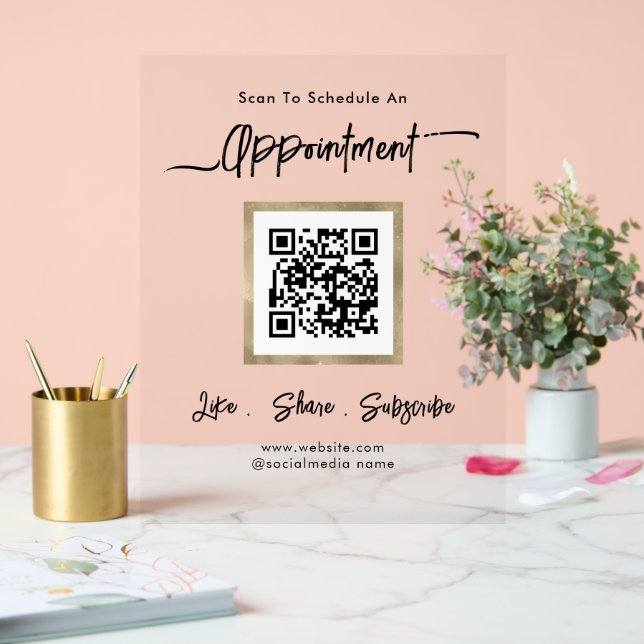 Clear Small Business Appointment QR Code Acrylic Sign (Wedding)