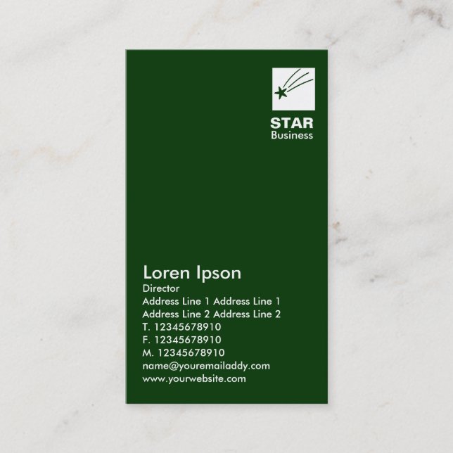 Clear Star - Dark Green II Business Card (Front)