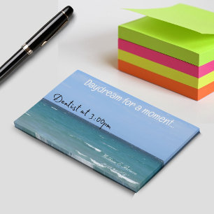 Clear turquoise beach checkbook cover post-it notes