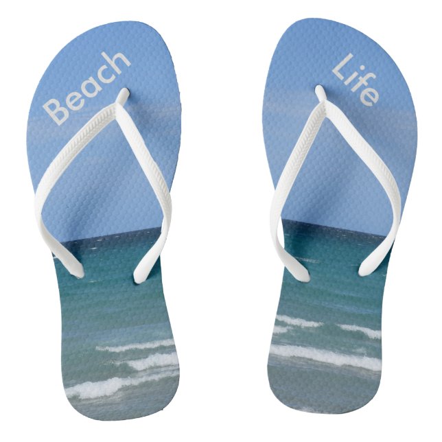 Clear turquoise beach flip-flops flip flops (Footbed)