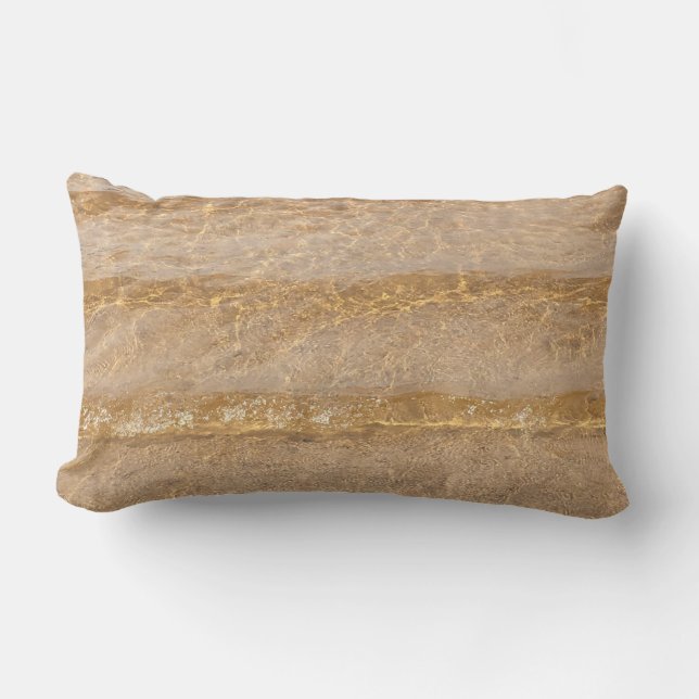 Clear Water Beach Ocean Sea Waves Brown Sandy Lumbar Cushion (Front)