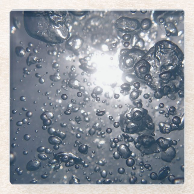 Clear Water Bubbles Glass Coaster (Front)