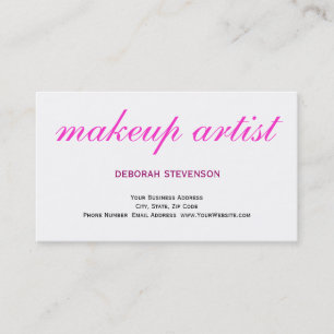 Clear White Pink Makeup Artist Business Card