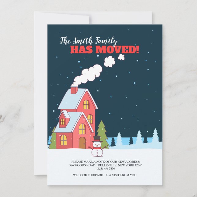 Clear Winter Night Moving Announcement (Front)