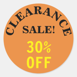 "CLEARANCE SALE!" "30% OFF" Round Sticker