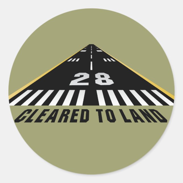 Cleared To Land Runway Classic Round Sticker (Front)