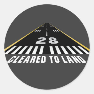 Cleared To Land Runway Classic Round Sticker