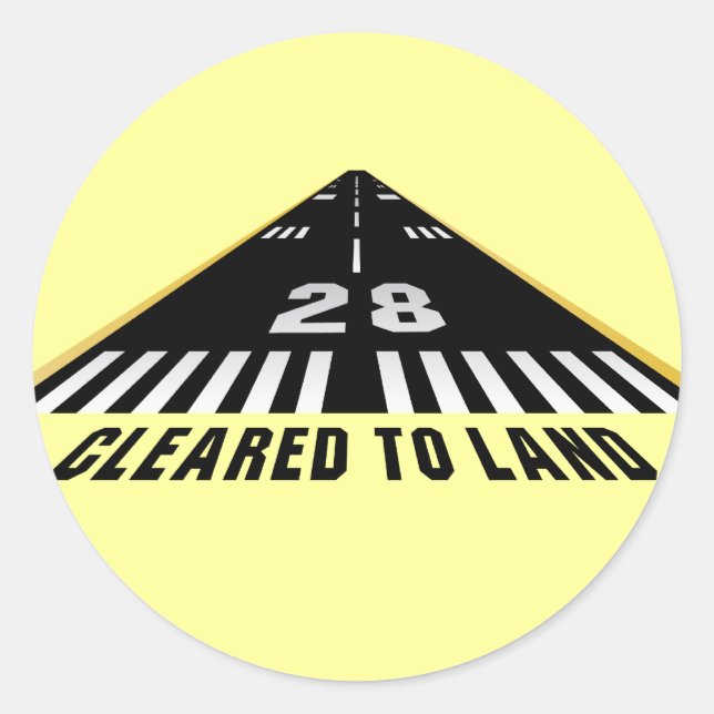 Cleared To Land Runway Classic Round Sticker (Front)