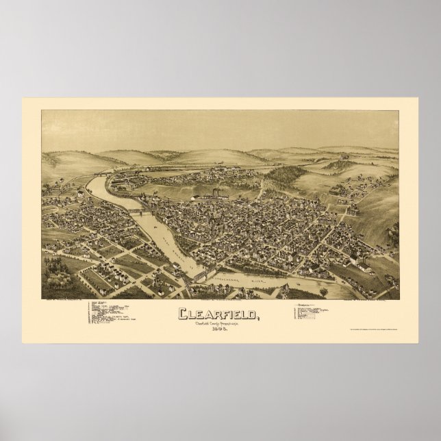 Clearfield, PA Panoramic Map - 1895 Poster (Front)