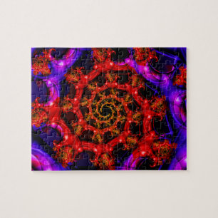 Clearly   Red and Blue Fractal Art Jigsaw Puzzle