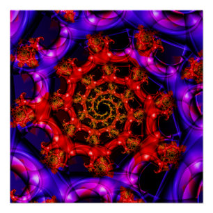 Clearly   Red and Blue Fractal Art Poster
