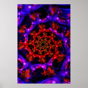 Clearly Red and Blue Fractal Art Poster