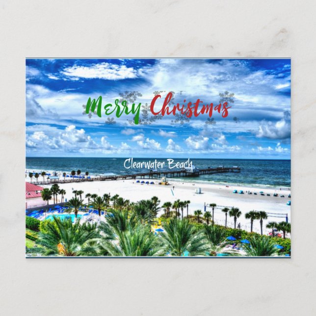 Clearwater Beach Christmas Greetings Postcard (Front)