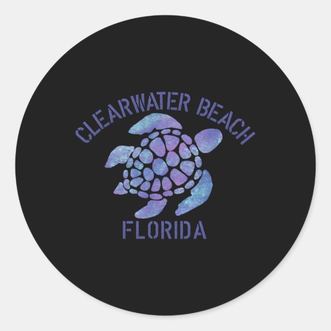 Clearwater Beach Fl Beach Tribal Turtle Classic Round Sticker (Front)