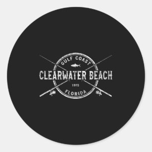 Clearwater Beach Fl Vintage Crossed Fishing Rods Classic Round Sticker