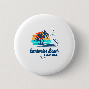 Clearwater Beach Florida 2025 Sunset Vintage 70's 6 Cm Round Badge
