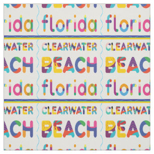 Clearwater Beach, Florida. Colourful Text Pattern Fabric