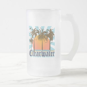 Clearwater Beach Florida FLA Frosted Glass Beer Mug