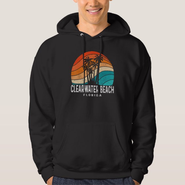 Clearwater Beach Florida Palm Tree Beach Souvenir Hoodie (Front)