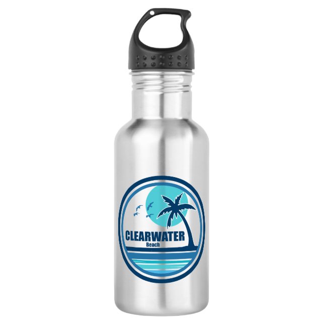 Clearwater Beach Florida Palm Tree Birds 532 Ml Water Bottle (Front)