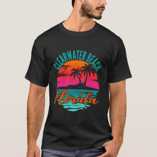 Clearwater Beach Florida Palm Tree Island Pink Sun T-Shirt