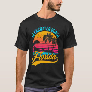 Clearwater Beach Florida Palm Tree Island Retro Su T-Shirt
