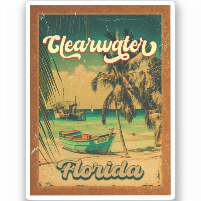 Clearwater Beach Florida Palm Tree Souvenirs 60s (Front)