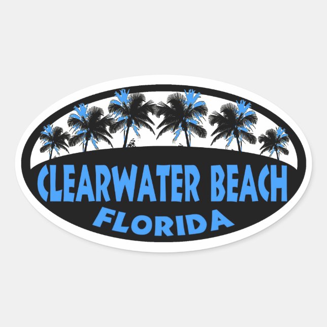 Clearwater Beach Florida palms Oval Sticker (Front)
