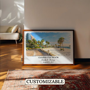 Clearwater Beach Florida Poster, Watercolor Poster