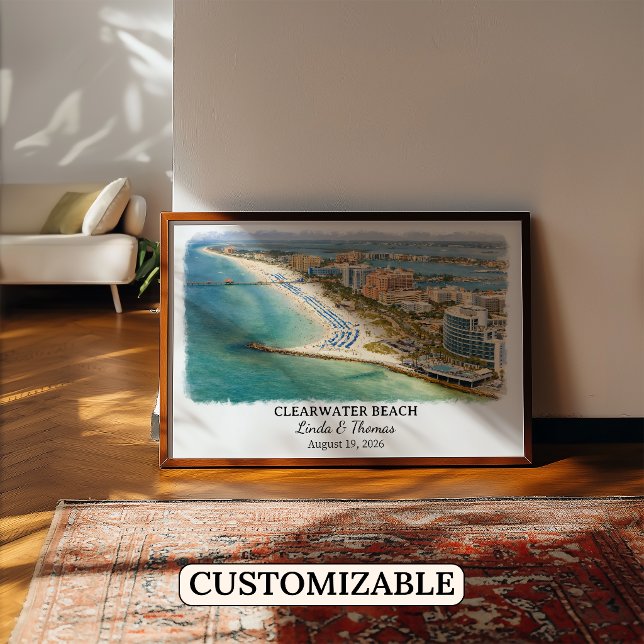 Clearwater Beach Florida Poster, Watercolor Poster (Creator Uploaded)
