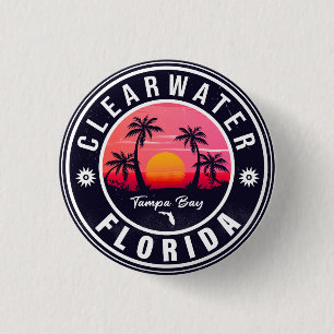 Clearwater Beach Florida Retro Sunset Souvenirs 3 Cm Round Badge