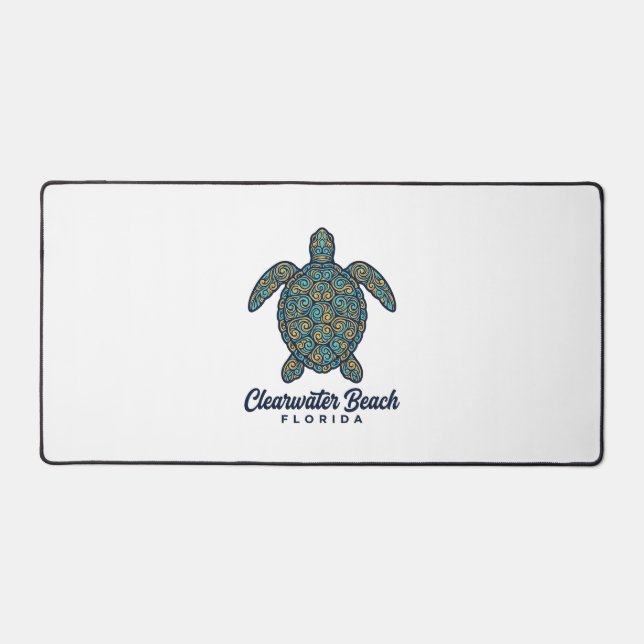 Clearwater Beach Florida Sea Turtle Vector Design_ Desk Mat (Front)