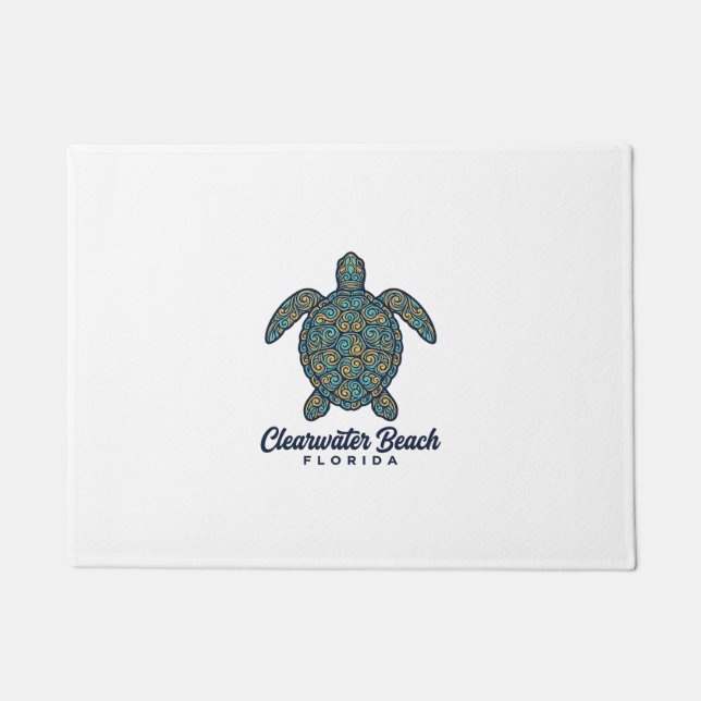 Clearwater Beach Florida Sea Turtle Vector Design_ Doormat (Front)