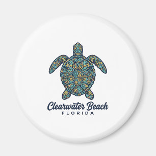 Clearwater Beach Florida Sea Turtle Vector Design_ Magnet